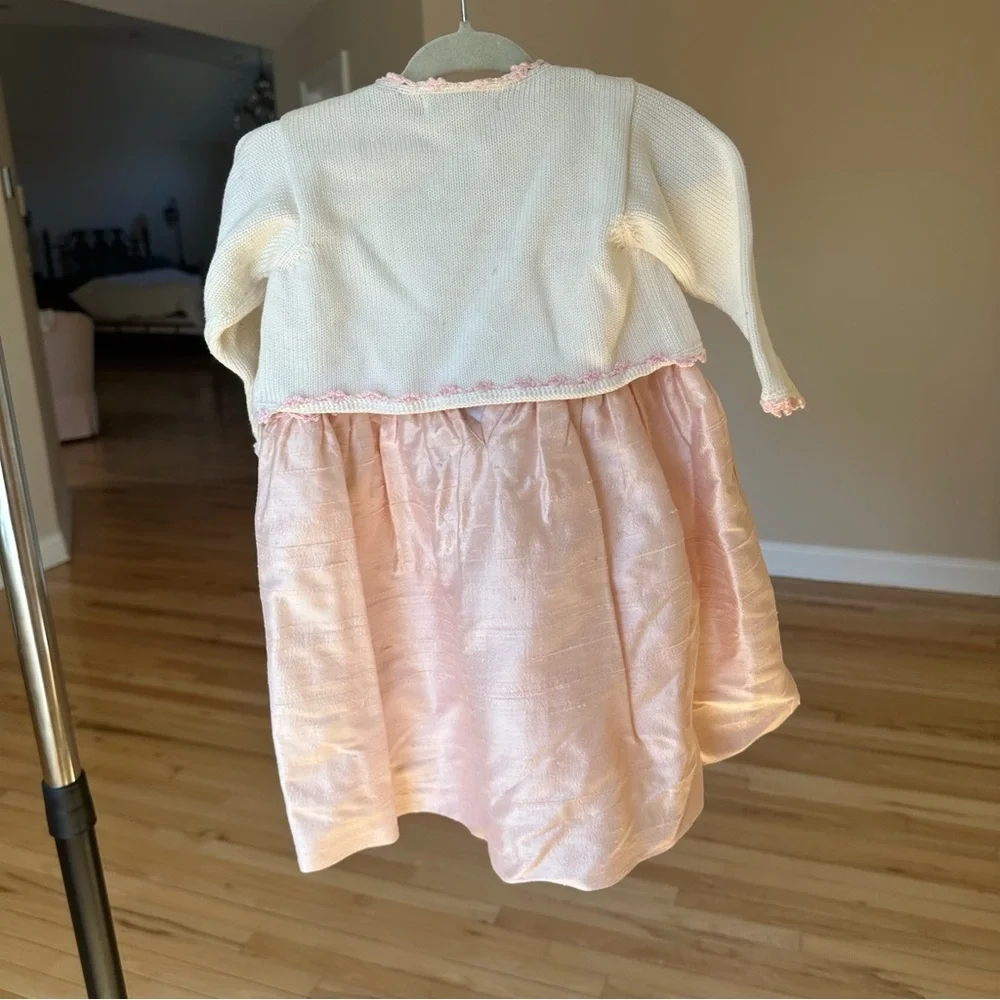 Girls Dupioni Silk Sweater Dress Set 6-12M